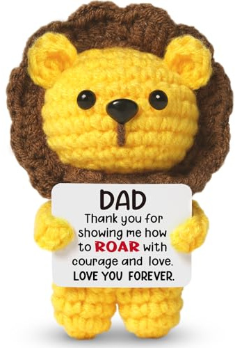 Sayregifty Dad Gifts, Gift for Dad - Positive Handmade Crochet Lion