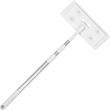 FIXOSHEE Balai Plat Électrostatique avec Tige Télescopique Sections Forte Adsorption Poussière et Poils Rotatif Outil de Nettoyage pour Sol et Maison