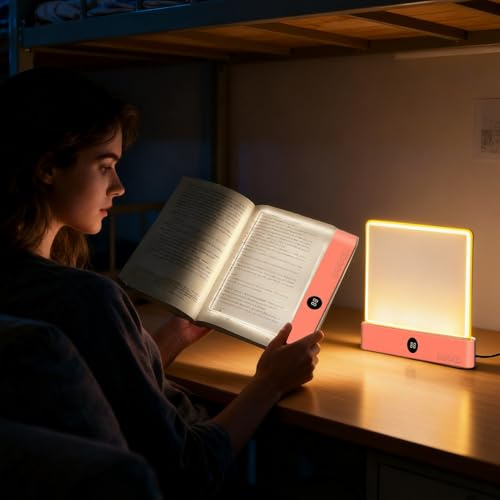 TocaFeank Luz libro plana | Luces libros para por la noche | Luz lectura libros LED inteligente | Luces página libro | Clip transparente recargable en iluminación nocturna lámpara con temporizador