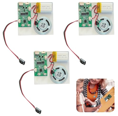 Módulo de sonido USB para MP3 con altavoz, 3 módulos de grabación de voz de música, módulo de voz grabable con batería recargable y cable para tarjetas de bricolaje, juguetes, regalos