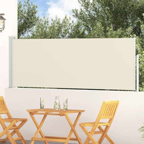 Nqyjm Tenda da sole laterale allungabile, 100 x 300 cm, color crema, protezione solare per balcone, terrazza, giardino