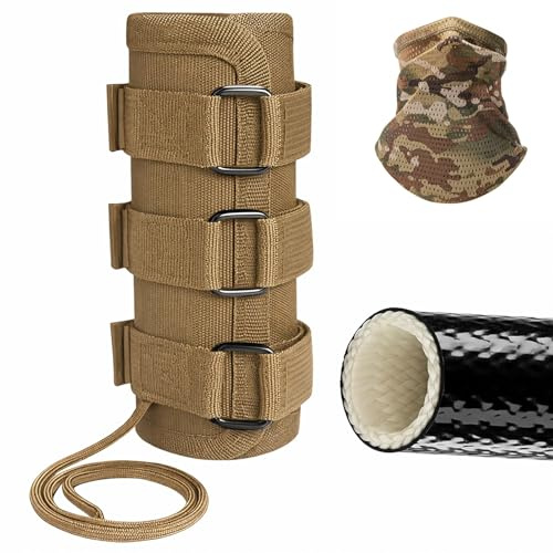 LZAQHMT 5/6/7/9 Zoll Taktische Airsoft-Schalldämpferhülle – Hitzebeständig Bis 1200 °F Verstellbare Riemen Feuerfeste Schalldämpfer-Hitzeschutzhülle Für Jagd, Schießsport(Coyote Brown,6in)