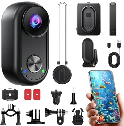 OBEST Cámara Deportiva 4K WiFi con Estabilizador Impermeable, Bodycam Vlog | 350 Mins con Estuche Carga, Control APP, Gran Angular 145, Camara Acción POV para Diario Casco Moto Esquí Surf Viaje Buceo