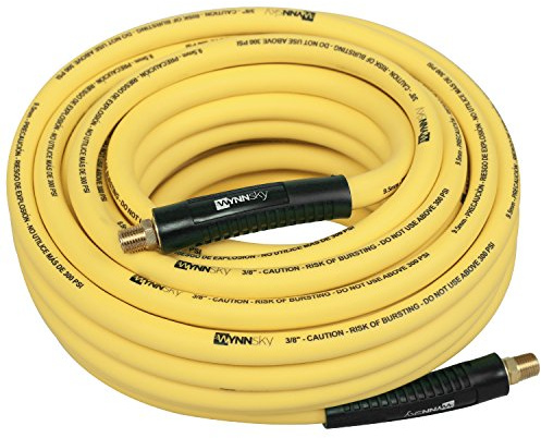 WYNNsky 3/8 Hybrid Air Hose 50ft 1/4 MNPT Air Compressor Hose Heavy Duty Lightweight Hybrid and Bend Restrictor Fittings