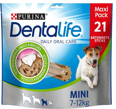 PURINA DENTALIFE MINI | Leckerli für kleine Hunde | 21 Kaustäbchen | Huhn | Maxi Pack | 345 g | Mundhygiene