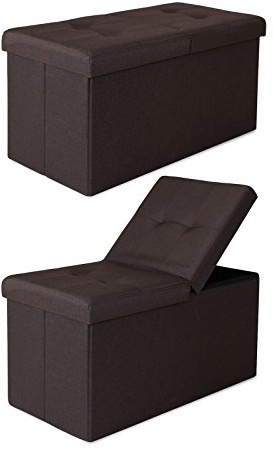 tavora Sitzbank mit Klappdeckel, Leinen, bis 300 kg, 76x38x38 cm, Grau | Stabile Aufbewahrungsbox mit Leinenbezug, viel Stauraum & Klappdeckel, für Wohnzimmer, Kinderzimmer, Flur, Schlafzimmer