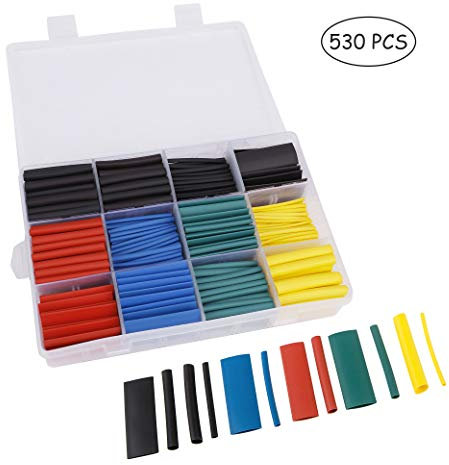 Guaine Termorestringenti Rapporto di Restringimento 2:1 Termorestringente per Cavi Elettrici Assortimento Tubo Termoretraibile 530 Pezzi 5 Colori 8 Taglia