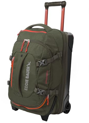 Eddie Bauer Expedition Rolling Duffel Bag with Wheels | Travel | Carry-On | Luggage | Rugged | Durable - Dark Thyme, 22