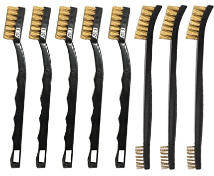 9 Stück Messingbürste Drahtbürsten Set Drahtbürste Klein Mini Drahtbürste für die Reinigung von Schweißschlacken und Rost (Messing)