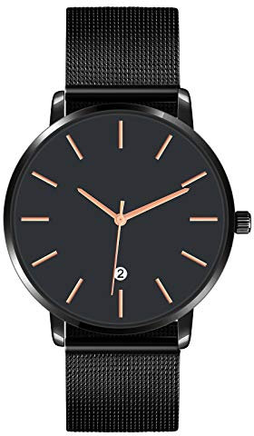 SUPBRO Uhren Herren Mode Edelstahl Wasserdicht Analoger Quarzuhr Auto-Kalender Geschäft Kleid Armbanduhr Männer Datum