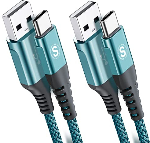 sweguard USB C Kabel 3.1A [2Stück 2m] Schnellladung, Ladekabel USB C Nylon Type C Kabel für Samsung Galaxy S23 S22 S21 S20 S10 Plus/Ultra/FE,iphone 15 pro max,Note20,A72 A71 A52 A51 A50,M31 M30s M20