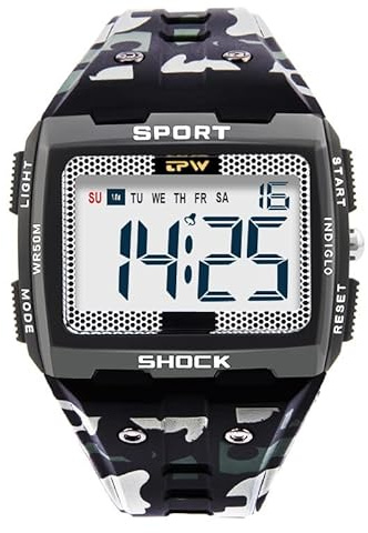 Omana Montre de sport numérique pour homme, grands chiffres, étanche à 5 ATM, grand affichage, grand cadran à grands chiffres, facile à lire, course à pied, militaire, tactique, natation, surf