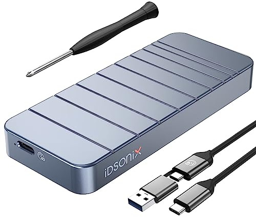 iDsonix 40Gbps M.2 NVMe PCIe Gehäuse Adapter [100% Aluminium], NVMe zu USB 4.0 Kompatibel mit Thunderbolt 3/4, M.2 zu USB A&C mit UASP Trim für M-Key 2280 SSD