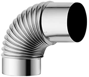 90°-Winkelrohr Ø 80 mm, Edelstahl-Auspuffrohr, winddichte Kappe, 90-Grad-Winkelbogen für Schornsteinauskleidung, 90°-Mehrkanal-Ofenrohr, Rauchabzugsrohr für Warmwasserbereiter