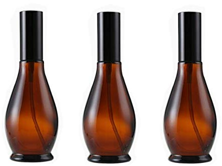 ericotry 3 leere bernsteinfarbene Glas-Sprühflaschen, nachfüllbar, feiner Nebel, Spayer mit schwarzer Staubkappe für Toner, Hydroso, Aromatherapie, Parfüm, Blumen, Wasser (100 ml)