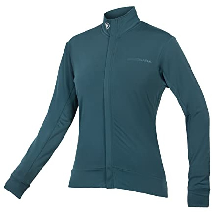 Endura Women's Xtract Roubaix Longsleeve Cycling Jersey | Water Repellent | Wicking | Reflective Trim Jersey, Deep Teal, S