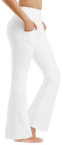 Promover Pantalones de Yoga para Mujer Pantalones Deportivos de Trabajo de Cintura Alta Bootcut con Bolsillos Bootleg Control de Barriga para Entrenamiento y Casual Jazz