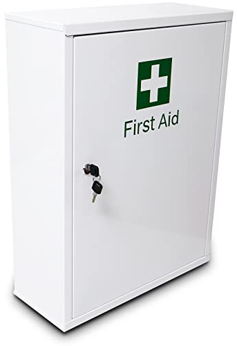 RE-GEN First Aid Storage Wall Mountable Lockable Metal Cabinet Cupboard | XL Plus - 60cm x 45cm x 18cm (HxWxD)