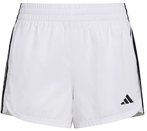 adidas flickor stora aeroready 3-ränder vävd Pacer färg shorts, Vitt, 16