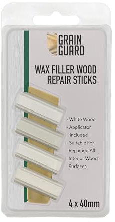 GRAIN GUARD Wax Filler Wood Repair Sticks | White Wood | Furniture Repair Kit | Multi-Surface: Wood, Plastic, Hard Surfaces | Blend to Colour Match | 4x40mm