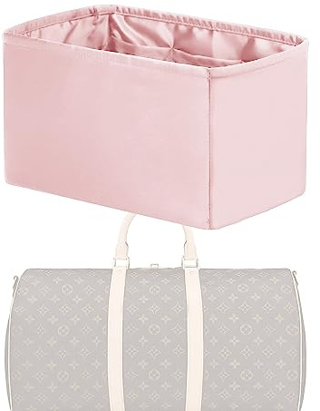 XYJG Seide Handtasche Einsatz Organisator für LV Keepall XS/25/27/45 Taschen, Luxuriöser Tasche Tote Einsatz, Behalten Sie die Form der Tasche bei, Leicht und Robust (Rosa, Keepall 45)