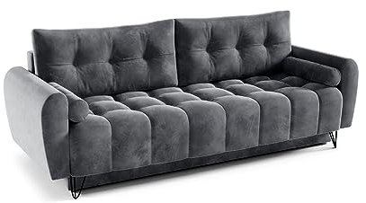Sofa Couch „Manhatan“ – modisches Schlafsofa, Funktionelles Schlafcouch mit Schlaffunktion, Sofa Bed, Sofabett, Bettsofa, Wohnzimmer Möbel 196–146 cm – Größe: 223 x 100 x 94 cm (Monoilth 85)