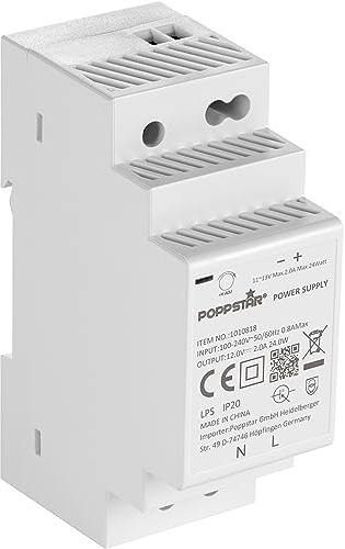 Poppstar Hutschienen-Netzteil P-30-12- 12V (Output 12 V DC 2 A max. 24W, Input 100-240 V AC 50/60 Hz)