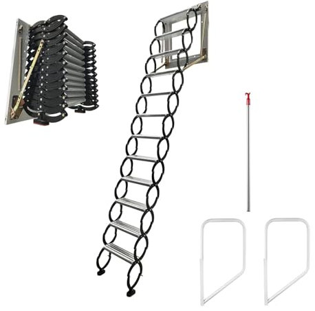 EYPKPL Scala per soffitta Manuale Scale per soffitta ad Altezza Regolabile Scala a soppalco Retrattile con braccioli Scale a soppalco a Parete Estraibili