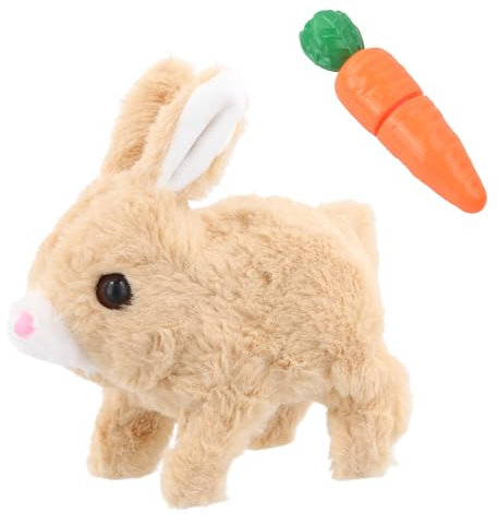 Jouets Interactifs Éducatifs Les Lapins et Mignon Carotte, Jouet de Lapin Électrique Animal, Peuvent Marcher et Parler, Jouet Interactif Lapin de Paques pour Enfants (Jaune)