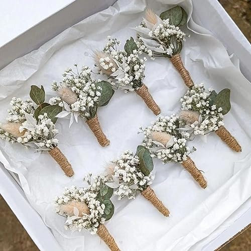 RIJPEX Trockenblumen Brautstrauß Mini natürlicher Trockenblumenstrauß Hochzeit Mittelstücke Dekor - 20 Stück