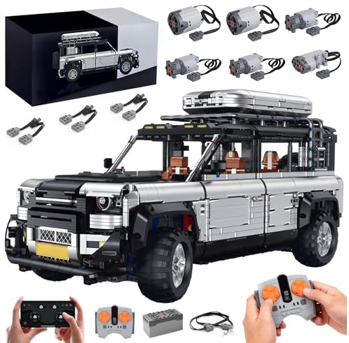 Technik Auto für Defender 110, Mit 6Motoren Set, 1:8 Groß Auto Modellbausatz, 4817 Teile MOC Klemmbausteine Geländewagen Set, Automodell Sammlerstück Geschenk für Autofans, Mit Originalverpackung