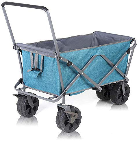CCYENG Gartenwagen, Klappwagen, zusammenklappbarer Allzweckwagen, Outdoor-Wagen, zusammenklappbarer Campingwagen mit Futter für Camping, Garten, Strand, jedes Gelände