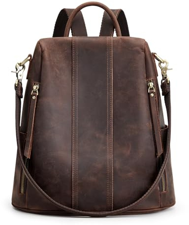 S-ZONE Damen Rucksack Wasserdicht Weiches Echtleder Anti Diebstahl Mode Schultasche Handtasche Casual Daypack Schulranzen Schultaschen Schulrucksäcke für Arbeit