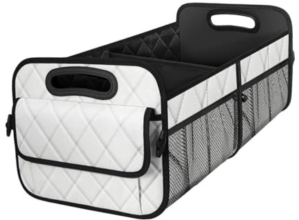rockible Car Trunk Storage Box Vehicle Boot Organiser Auto Rear Compartment Organizer, White