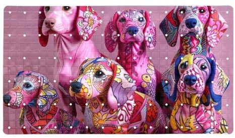 Pink Fun Dackel Dog Premium rutschfeste Badewannenmatte, schnell trocknend, extra lang und sicher für Erwachsene, Frauen und Familie