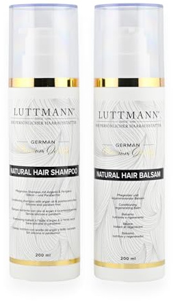 LUTTMANN® Natural Hair Shampoo + Natural Hair Balsam Set 200 ml c/u - Recambio de cabello para pelucas - Cuidado intensivo para pelucas, postizos y extensiones de cabello humano