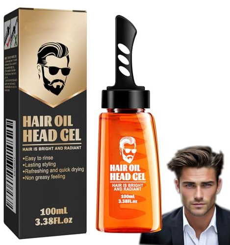 Hårstylinggel för män med kam, 2-i-1 hårvaxgel med kam, långvariga fluffiga män snabbbyggda hårsalong stylinggel, hårvax gel styling fuktgivande långvarig