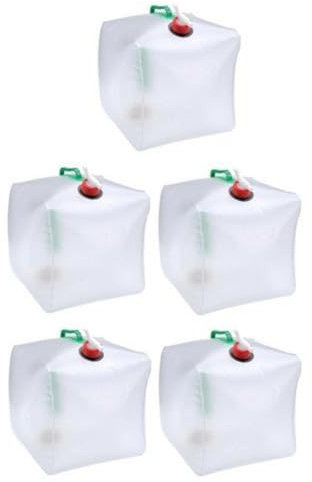 Garrafa con Grifo, Recipiente de Agua Plegable, Bidón de Agua Plegable, Depósito de Agua con Grifo, Camping Bidón de Agua Potable 100% estanco, Sin BPA, 20L, 1/2/3/5 Uds, Transparente