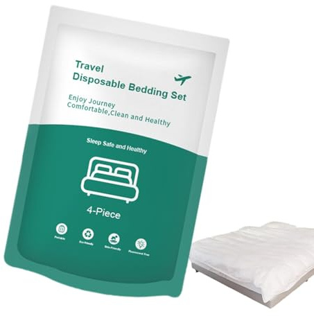 Ropa de Cama de Viaje portátil - Juego de sábanas Compacto, Juego de sábanas de Viaje | Fundas Nórdicas de Viaje, Ropa de Cama de Viaje, Juegos de Sábana y Funda de Almohada, 4 Piezas, Funda Nórdica,