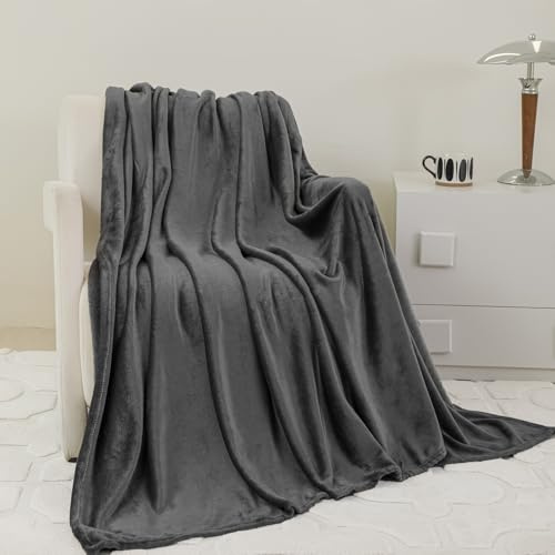 YASMENG Kuscheldecke Flauschig Winter Warm Grau Dunkelgrau Fleecedecke Kuscheldecke 150x200 Weich Kuschelig Flanell Wohndecke Couchdecke Sofadecke Sofaüberwurf für Bett Sofa Couch Wohnzimmer