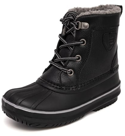 LONDON FOG Warrington Snow Boots for kids - Insulated Waterproof Winter Snow Duck Boots for Boys and Girls - black 3