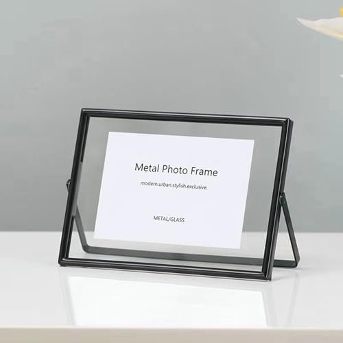Stfery Photo Frame 25x20 Schwarz Metall Bilderrahmen für Jedes Foto, Tischplatte, Horizontal