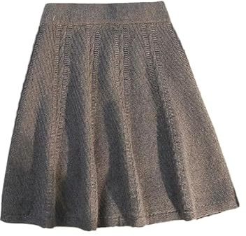 Strickrock Für Damen - Winter-Plissee-Strick-Minirock Für Damen, Sexy, Elastisch, Hohe Taille, A-Linie, Party, Kurz, Warm, Streetwear, Einfarbig, Grau, XL