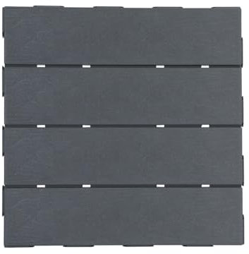 kiskick Lot de 36 dalles de terrasse emboîtables en plastique – Carreaux de sol de terrasse composites imperméables – Connexion facile à clipser – Antidérapant – Gris foncé
