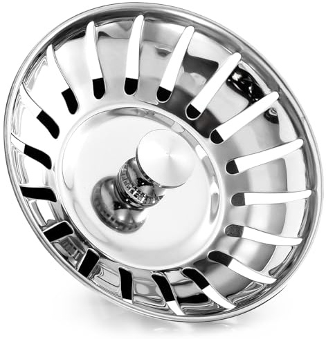 80mm Kitchen Sink Bowl Strainer and Plug, Stainless Steel Sink Plug for Kitchen Bowl Use, Kitchen Bathroom Food Hair Catcher Filter Stopper - Prevent Clogs, Bad Smells