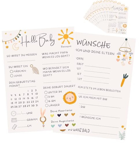 Babyparty Karten zum Ausfüllen,Ideen Babyparty Spiele Gender Reveal,Babyparty Deko Junge Baby Shower Deko,Babyshowerparty Deko Gender Reveal Party Dekoration,10 Stück Ratespiel Karte Babyshowerparty