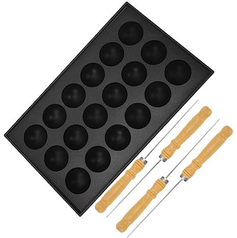 Cabilock 1 Set Balli di pesce telaio Telaio da forno Baking vassoi Cottura forno sfera a forma di muffa uova teglia forata padella legno + alluminio + acciaio inox