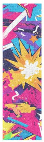 voucong Graffiti-Kunstwerk, bunte Sterne, Griptape für Skateboards, rutschfestes Griffband für Roller, Deck, 83 x 22,9 cm, Papel para patinetas