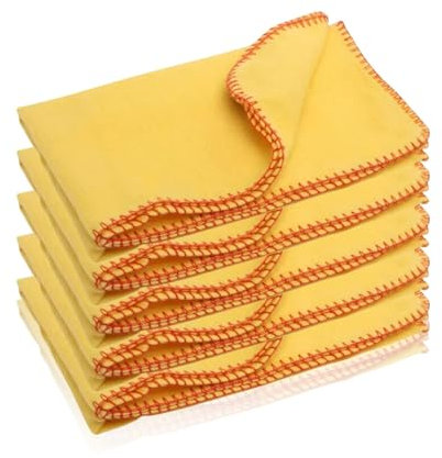 Pack of 5 Jumboo Yellow Dusters Cleaning Cloth 100% Cotton Thick And Soft Multipurpose Dusting Clothes 40cm x 45cm