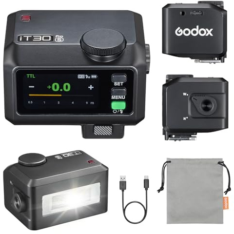 GODOX iT30Pro-S Flash Kamerablitz, TTL Auto-Exposure 2.4GHz System 1/8000s High-Speed Sync Kleinblitz mit Vollfarb-Touchscreen Kompatible mit Sony-Kameras